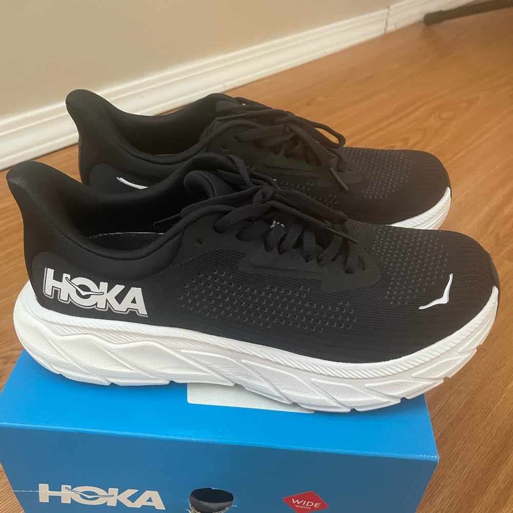Hoka Black and White Athletic Sneakers